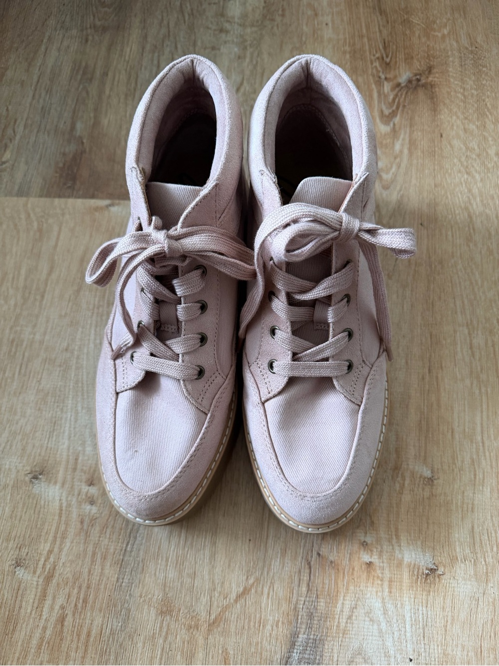 Zodiac Siona Platform Booties – Nougat Pink Mixed Material Lace-Up | Size 8.5